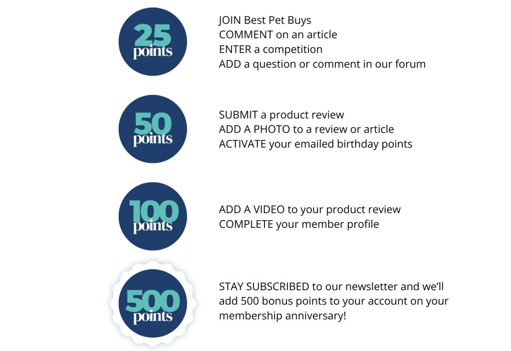Best Pet Buys points schedule.