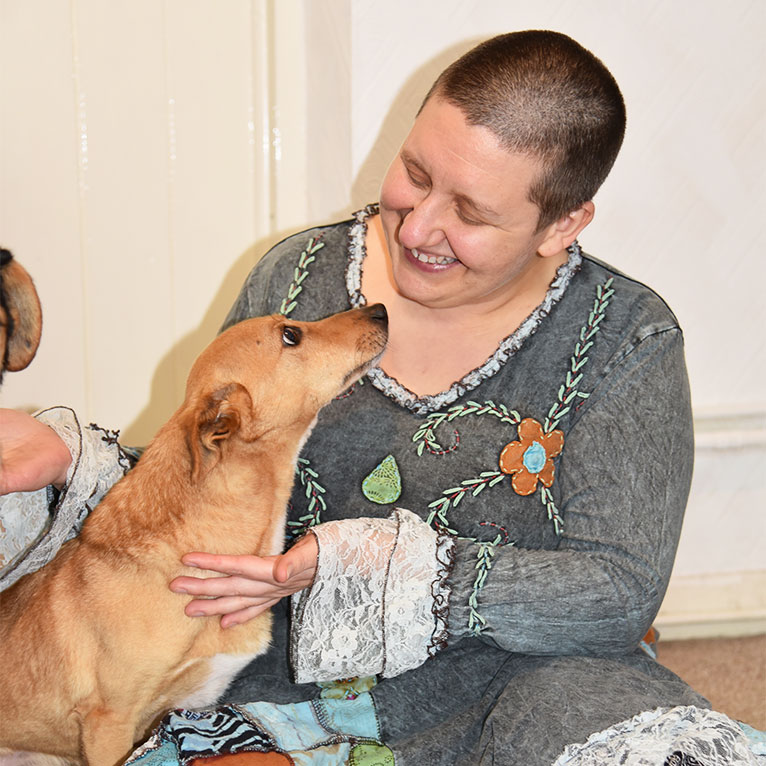 Liz Clifton with a rescued dog.